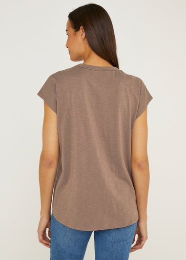 Brown Essential Longline Cotton T-Shirt