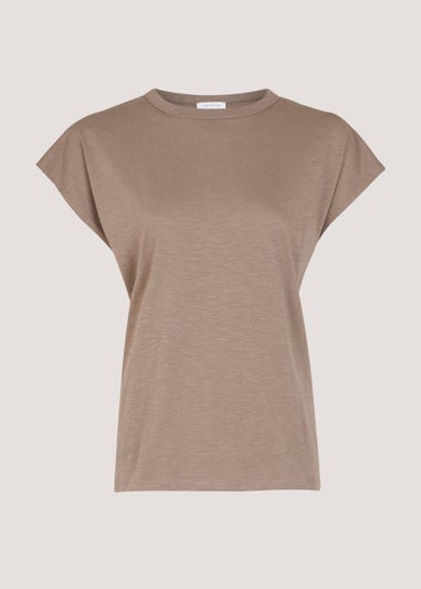 Brown Essential Longline Cotton T-Shirt