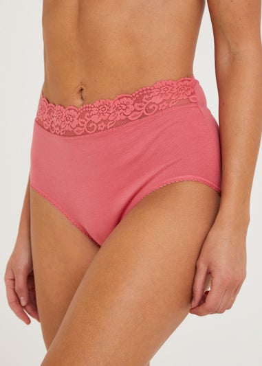 5 Pack Lace Trim High Leg Knickers