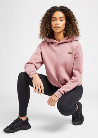 Elle Sport Pink Twist Front Cropped Hoodie