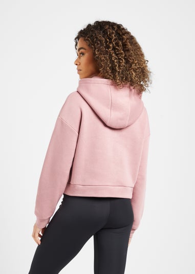 Elle Sport Pink Twist Front Cropped Hoodie