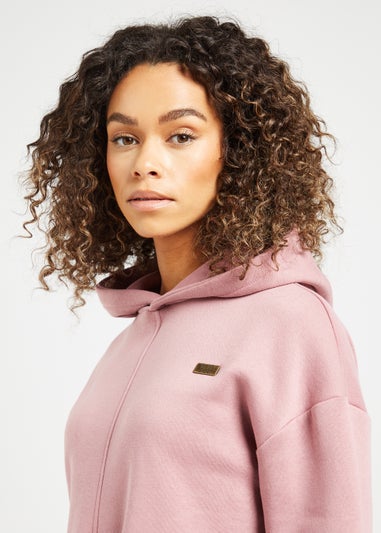 Elle Sport Pink Twist Front Cropped Hoodie