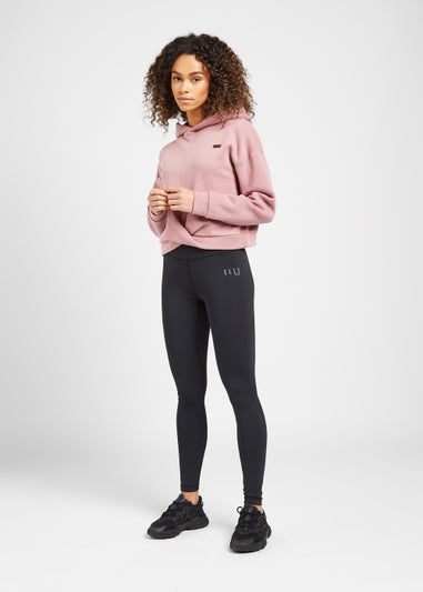 Elle Sport Pink Twist Front Cropped Hoodie