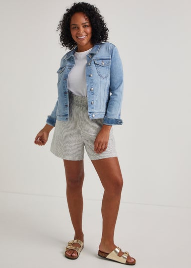 Stone Linen Blend Shorts