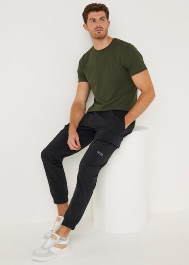 Black Cuffed Cargo Trousers