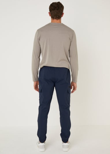 Navy Cuffed Cargo Trousers