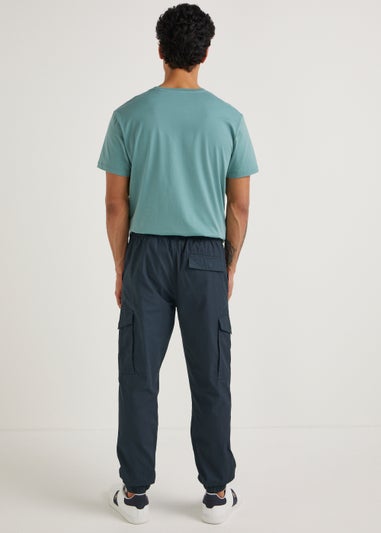 Grey Cuffed Slim Fit Cargo Trousers
