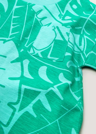Boys Green Leaf Print Shorts & T-Shirt Set (9mths-6yrs)