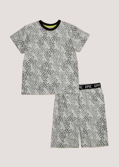 Boys Grey Gamer Pyjama Set (4-13yrs)