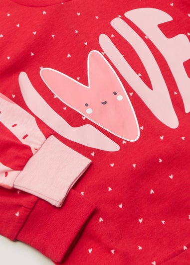 Girls 2 Pack Pink & Red Love Pyjama Sets (9mths-5yrs)