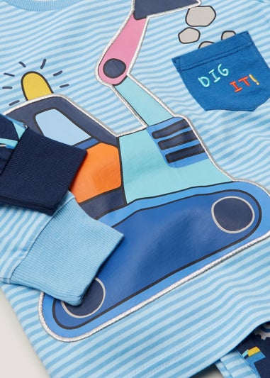 Boys 2 Pack Digger Print Pyjama Sets (9mths-5yrs)