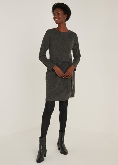 Grey Long Sleeve Jersey Dress