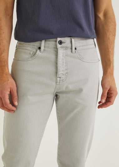 Grey Slim Fit Stretch Dyed Denim Jeans