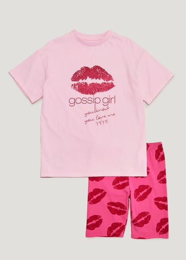 Girls Pink Gossip Girl T-Shirt & Shorts Set (8-13yrs)