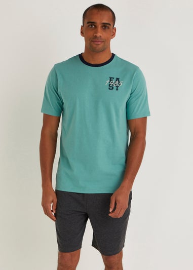 Turquoise Top & Shorts Pyjama Set