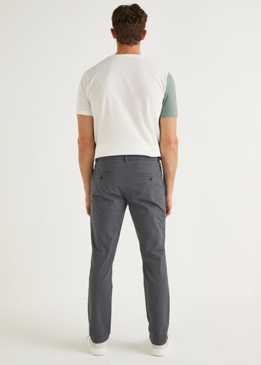 Grey Straight Fit Stretch Chinos