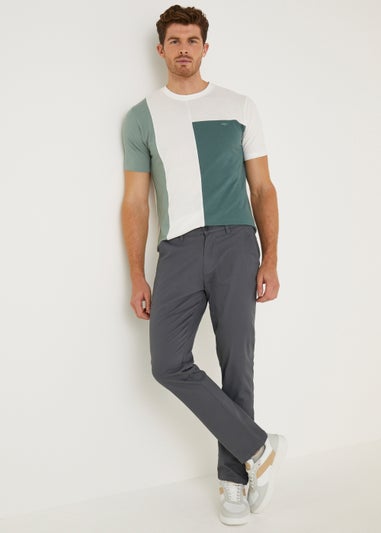 Grey Straight Fit Stretch Chinos