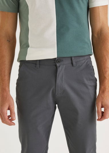 Grey Straight Fit Stretch Chinos