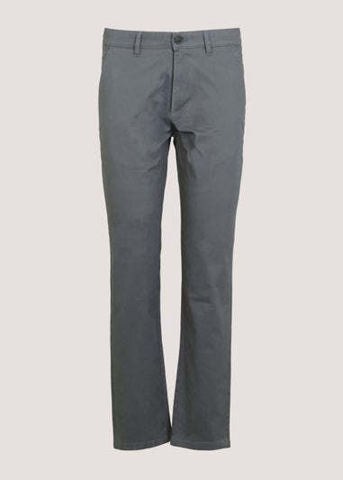 Grey Straight Fit Stretch Chinos