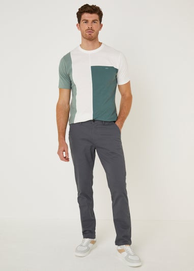 Grey Straight Fit Stretch Chinos