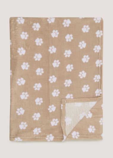 Beige Paw Print Pet Fleece Blanket (130cm x 150cm)