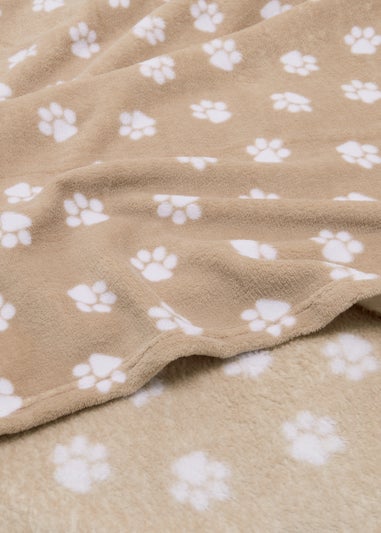 Beige Paw Print Pet Fleece Blanket (130cm x 150cm)