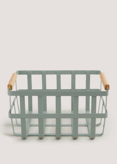 Green Metal Cut Out Storage Basket (32cm x 16cm x 25cm)