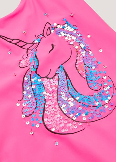 Girls Pink Unicorn Swim Costume (4-13yrs)