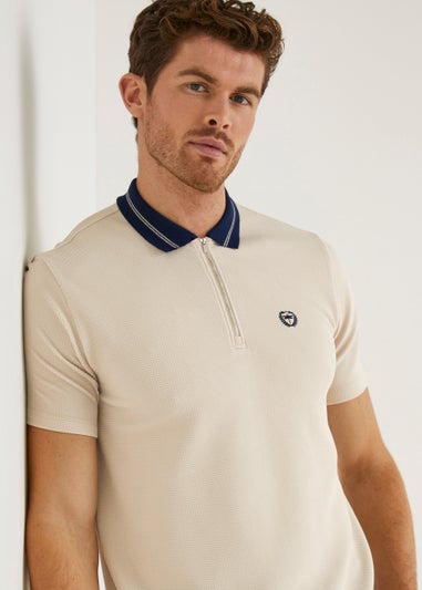 Stone Textured Quarter Zip Polo Shirt
