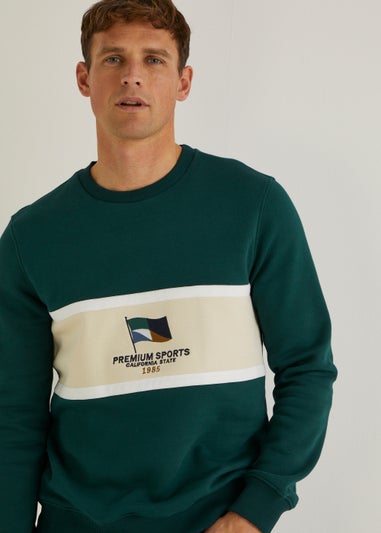 Green Premium Sports Embroidered Flag Sweatshirt