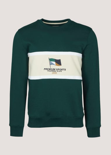 Green Premium Sports Embroidered Flag Sweatshirt