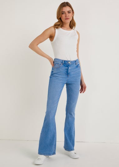 Bright Blue Skinny Flared Jeans