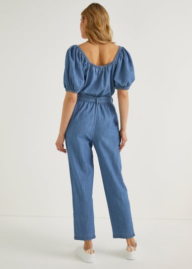 Mid Wash Short Sleeve Jumpsuit