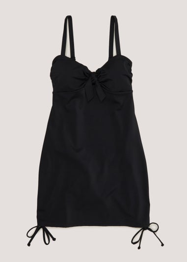 Black Ruched Skirted Swimsuit