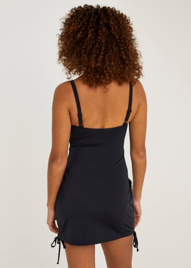 Black Ruched Skirted Swimsuit