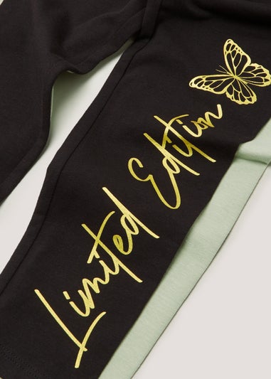 Girls 2 Pack Butterfly Leggings (4-13yrs)