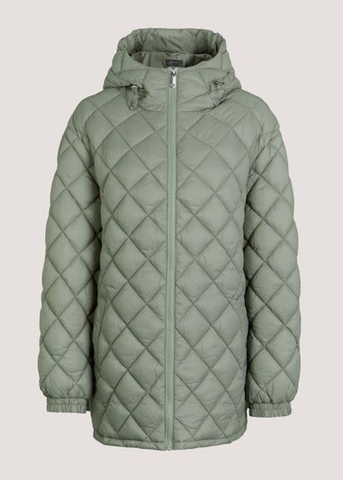 Papaya Curve Green Quilted Coat