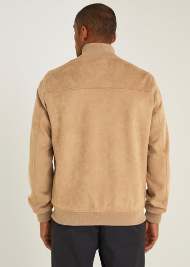 Sand Faux Suede Bomber Jacket