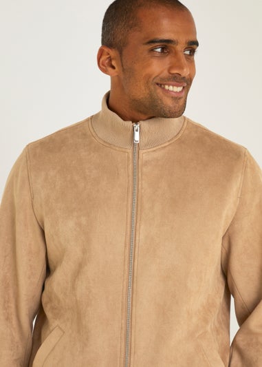 Sand Faux Suede Bomber Jacket