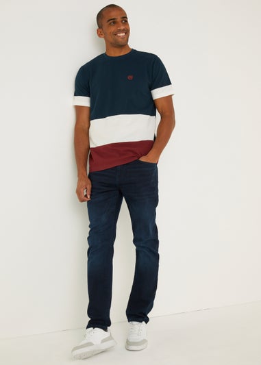 Navy Colour Block T-Shirt