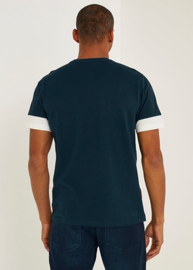 Navy Colour Block T-Shirt