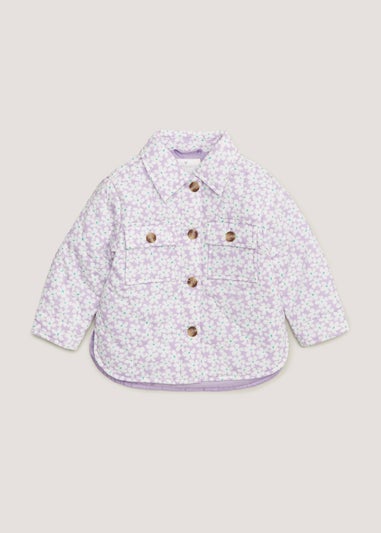 Girls Lilac Floral Quilted Jacket (9mths-6yrs)