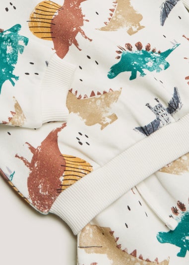 Baby White Dinosaur Sweatshirt & Joggers Set (Newborn-23mths)