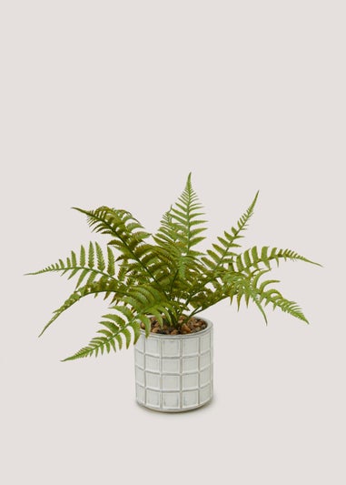 Fern White Checked Pot (28cm)