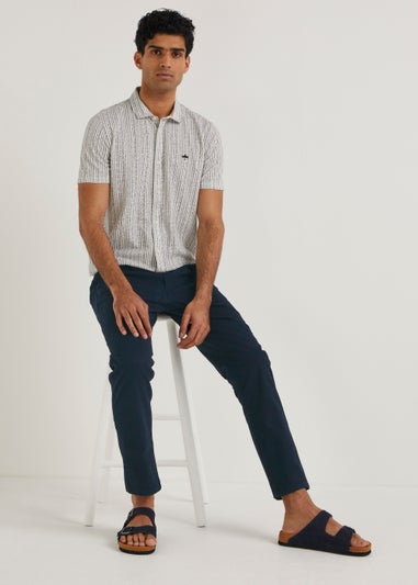 Navy Straight Fit Stretch Chinos