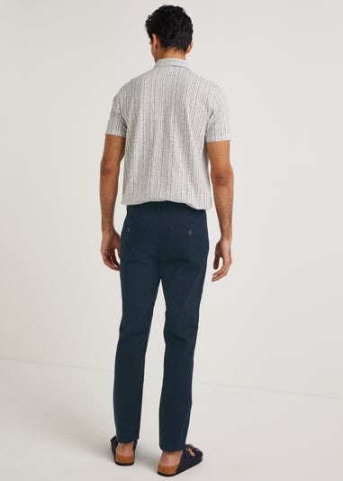 Navy Straight Fit Stretch Chinos