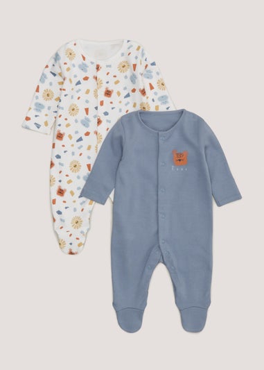 Baby 2 Pack Safari Sleepsuits (Newborn-23mths)