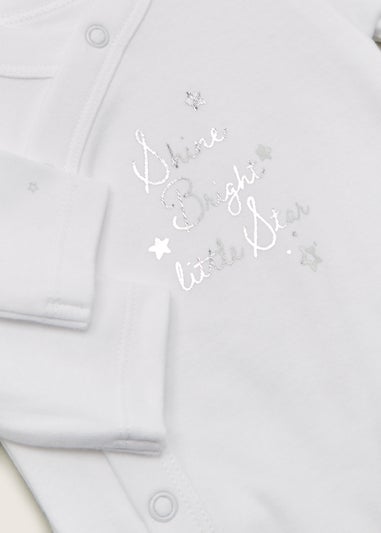 Baby 2 Pack White Star Long Sleeve Bodysuits (Tiny Baby-12mths)