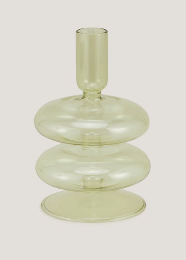Green Glass Tapered Candle Holder