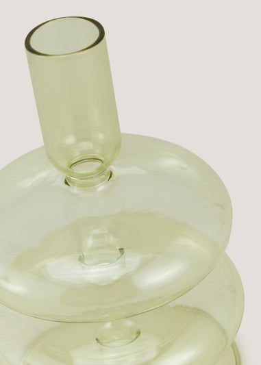 Green Glass Tapered Candle Holder